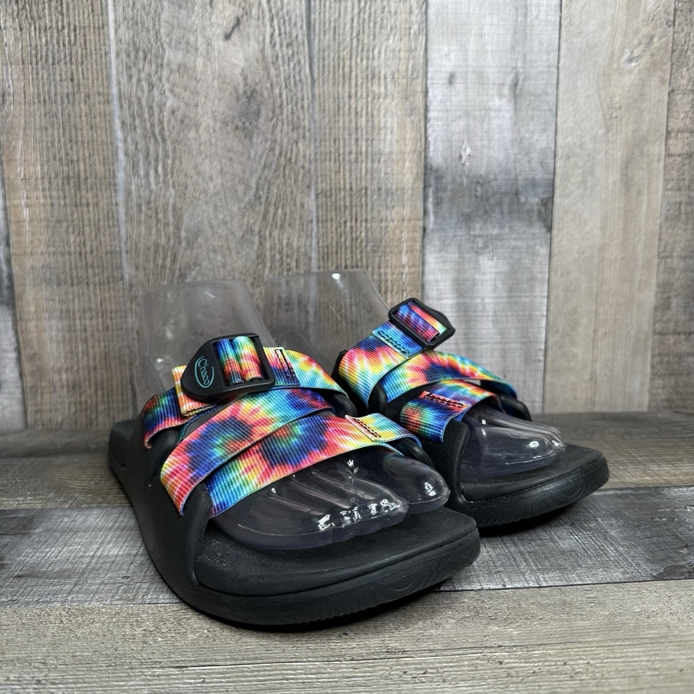 Womens Chaco Chillos Rainbow Tie‎ Dye Slip On Hiking Trail Sandals Slides Size 8